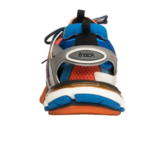 Balenciaga Men's Track Sneakers - Orange, Blue, and Gray